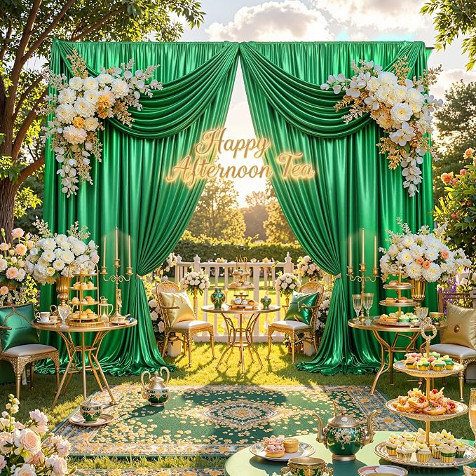 20x10ft Green Sequin Backdrop Curtains, Wrinkle Free Glitter Backdrop Drapes - Image 4