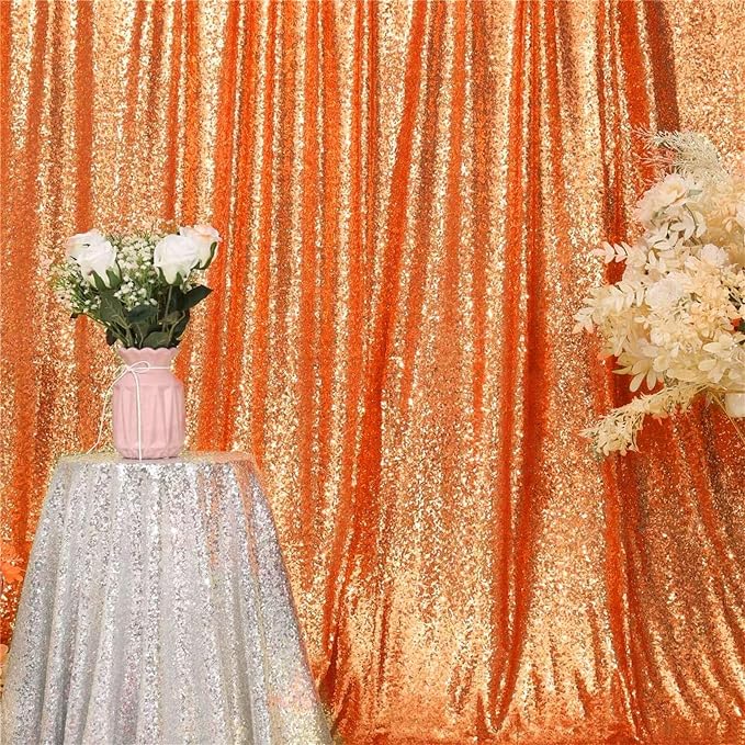 Eternal Beauty Orange 3mm Sequin Backdrop 6x8 Ft - Image 8
