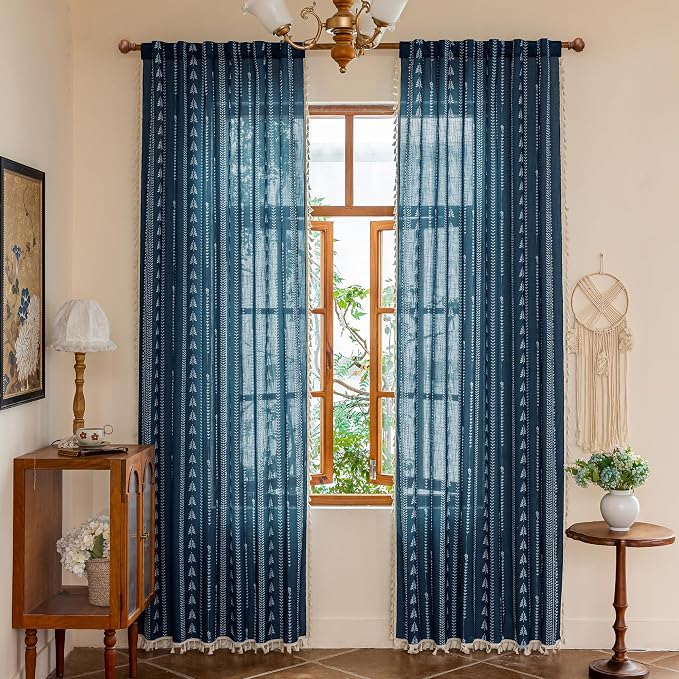 Boho Navy Blue Curtains - Image 2