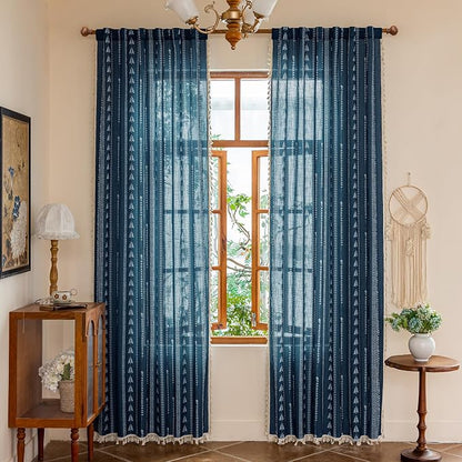 Boho Navy Blue Curtains - Image 2