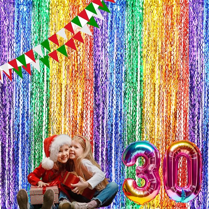 CYLMFC 3 Pack Rainbow Foil Curtains - Image 6
