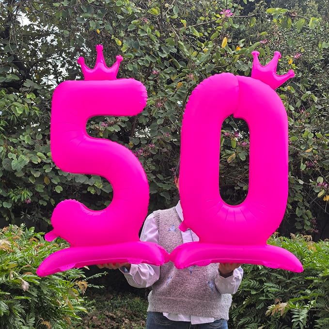 Fluorescent Pink Crown Number 5 Foil Balloon Neon Glow In The Dark Balloon | - Image 6