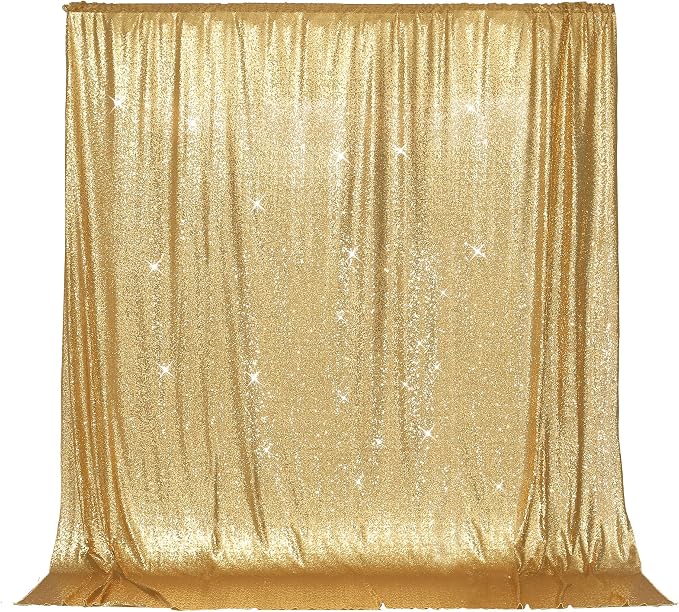 PartyDelight Gold Sequin Backdrop Curtains 6x8ft | Sparkly 3mm sequins by PartyDelight