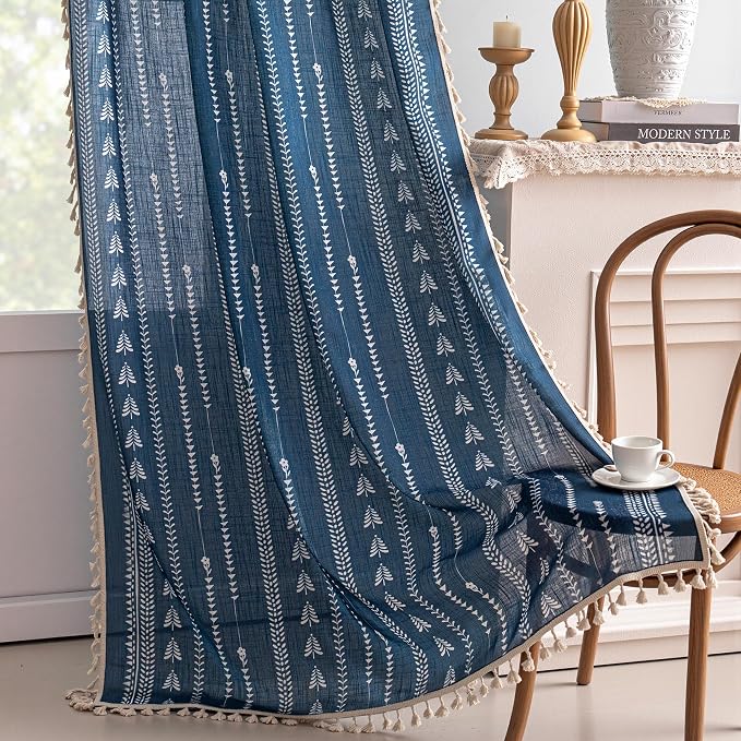 Boho Navy Blue Curtains 84 inch Length - Image 7