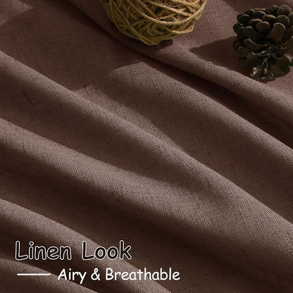 Mocha Mousse Curtains 90 Inch Length 2 Panel Set Back Tab Rod Pocket Linen Boho - Image 5