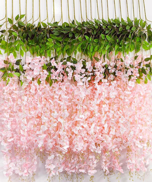 Wisteria Hanging Flowers 12 Pack Artificial Flowers Fake Wisteria Vine Rattan by HanYun