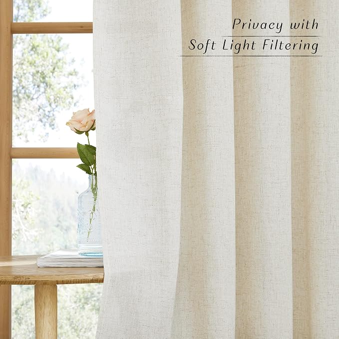 NICETOWN Natural Linen 54 inches Long Curtains - Image 3