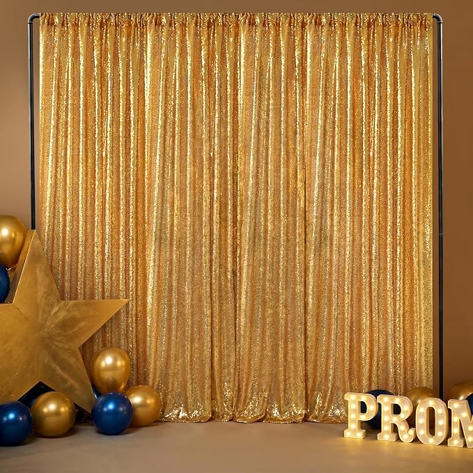 Gold Sequin Backdrop Curtains-1 Panel 3FTx8FT Gold Backdrop - Image 8