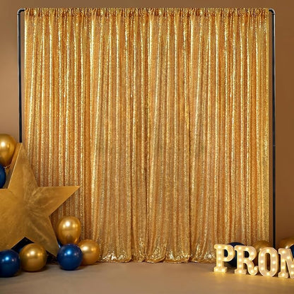 Gold Sequin Backdrop Curtains-1 Panel 3FTx8FT Gold Backdrop - Image 8