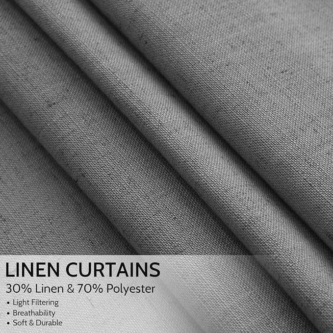 Blazer Grey Cutains Morden Linen Blend Light Filtering Back Tab Curtains - Image 2