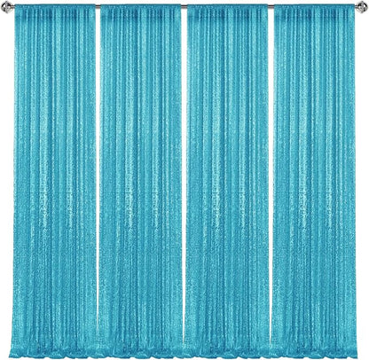 2×8FT-4PCS Turquoise Sequin Backdrop Curtains Panels, Photography Backdrop - Image 8
