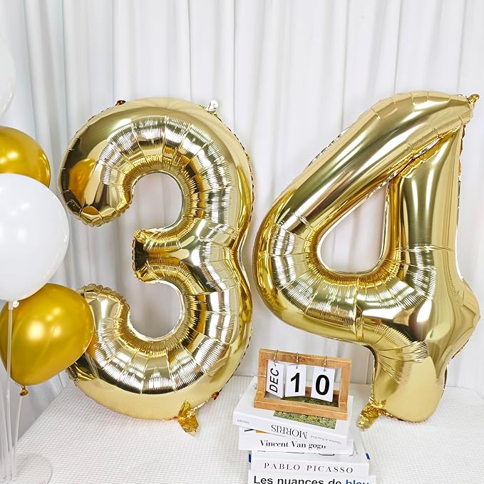 40 Inch Light Gold 5 Number Balloons Large Champagne Gold Number | White Gold - Image 6