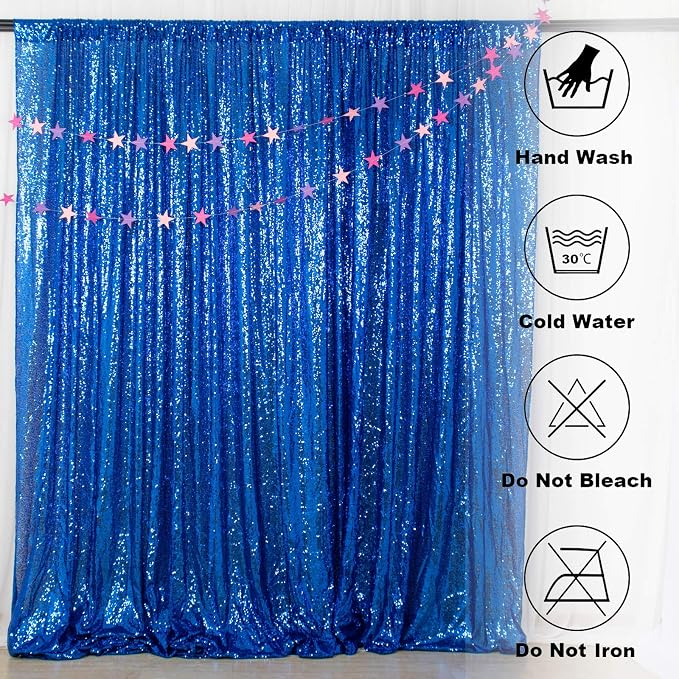 ShinyBeauty Sequin Backdrop 5FTx7FT Royal Blue Sequin Curtain Photo Backdrops - Image 5
