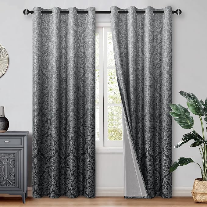 DWCN Black Blackout Curtains for Bedroom 84 Inch Long by DWCN