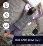 GENIANI XL Electric Heating Pad for Back Pain & Cramps Relief, Electric Throw, Birthday Christmas Gifts for Women, Men Auto Shut Off, Machine Washable, Heat Pad for Neck & Shoulder, 12×24", Tabby Gray