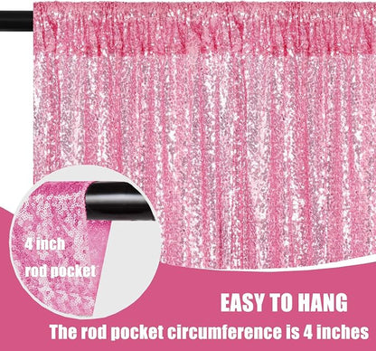 Pink Sequin Backdrop Curtains 2Panel 2x8ft - Image 3