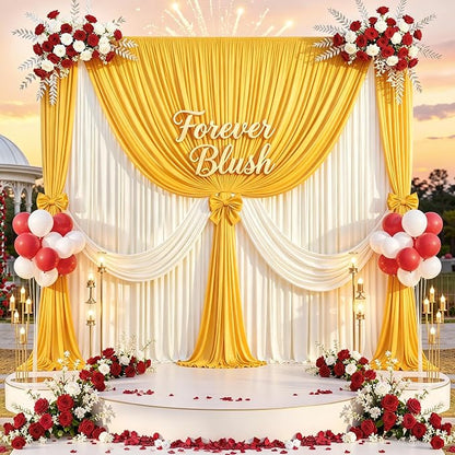 30 ft x 10 ft Wrinkle Free Yellow Backdrop Curtain - Image 9