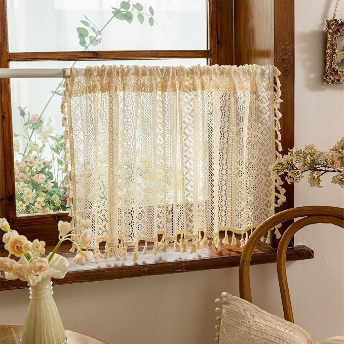 Sutuo Home Beige Boho Short Curtains - Image 6