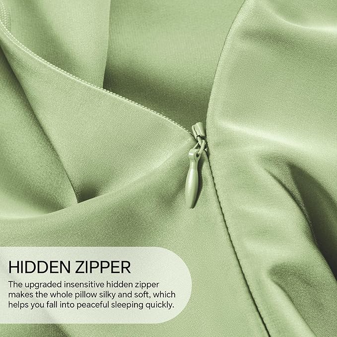 INFIIXSO Body Pillow Cover with Zipper, Luxury Mulberry Silk Body Pillow Case 20x54 Inches, Ultra Smooth and Soft Cooling Long Pillowcase, Gift for Women, Men(Sage Green)