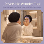 Premium Shower Cap for Women - 1000+ Showers, 100% Waterproof, Double-Sided, Large Shower Cap For Long Hair & Great For Curls (Anti-Frizz Terry Cloth Lining) (Lilac)