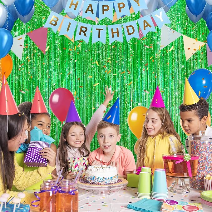 Crosize 2 Pack Laser Green Party Streamers Backdrop, 3.3 x 9.9 ft | Tinsel Foil - Image 5