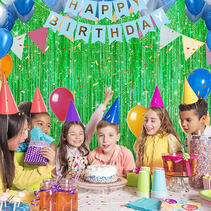 5 Pack 3.3 x 9.9 ft Holographic Green Tinsel Streamers Party Decorations | Foil - Image 6