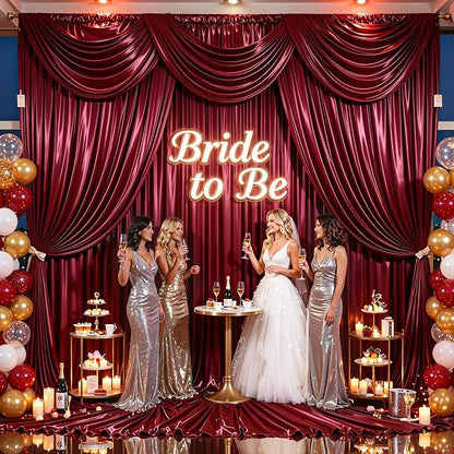 40x10ft Burgundy Glitter Backdrop Curtain - Image 5