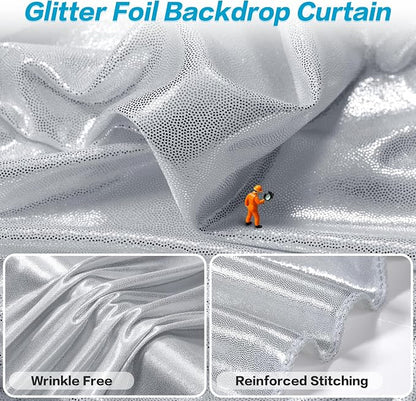 gogoparti Silver Backdrop Curtain 5x12FT 1 Panel Metallic Shine Fabric - Image 4
