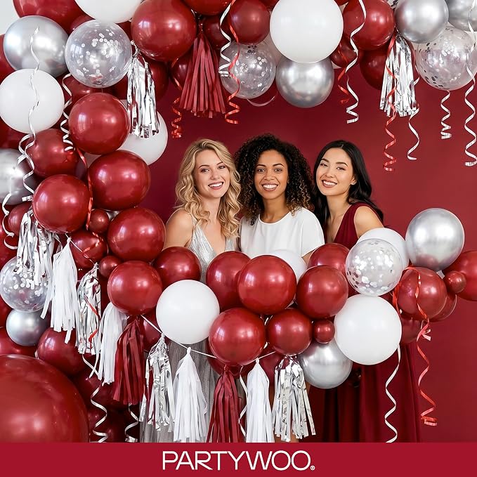 PartyWoo Burgundy Balloons 127pcs Dark Chestnut Red Maroon Color | 36 18 12 10 - Image 5