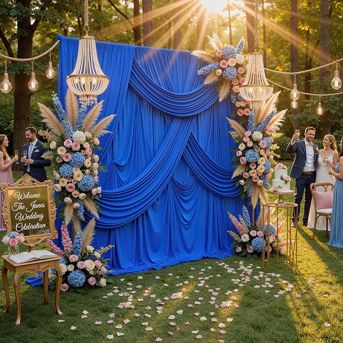 Wrinkle Free 10x8 ft Royal Blue Backdrop Curtains by ENJOYYOURPARTY