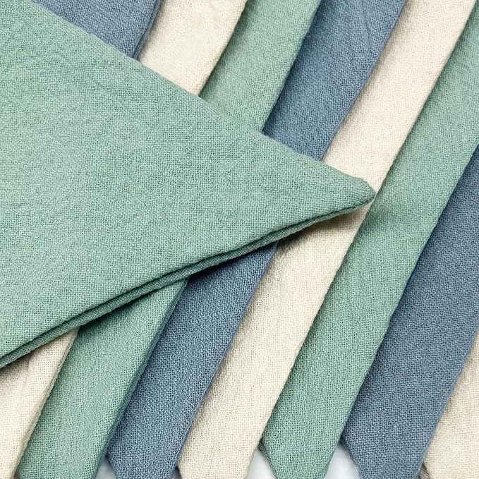 2 Sets of Blue Green Nursery Garland 24Pcs Green Blue Fabric Linen Pennant - Image 7