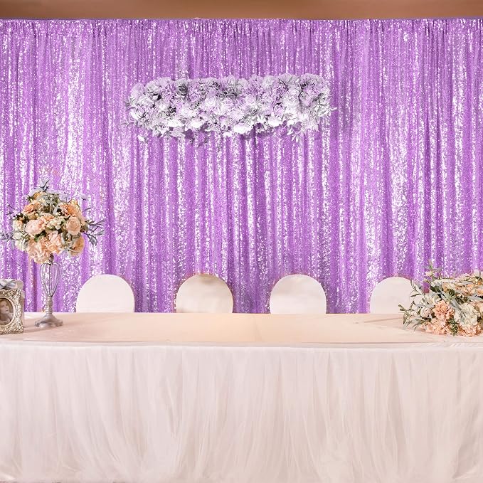 Lavender Sequin Backdrop Curtain 1 Panel 10FTx10FT | Glitter Sequence Drapes - Image 8