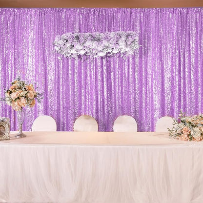 Lavender Sequin Backdrop Curtain 1 Panel 10FTx10FT | Glitter Sequence Drapes - Image 8