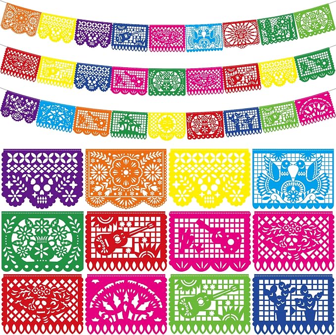 3 PCS Cinco De Mayo Decorations, Plastic Mexican Party Banner 55.2 FT Papel by Heartome