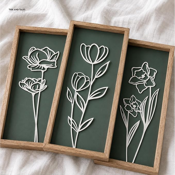 Tide and Tales 3d Green Wall Art, Wooden Botanical Wall Decor, Lightweight - Image 9