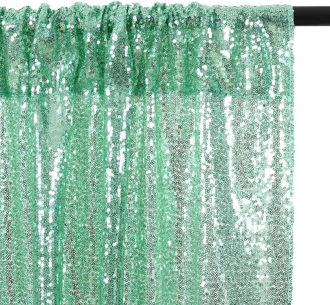 Eternal Beauty Mint Green 3mm Sequin Backdrop 2x8 Ft 2 Pack Wedding | Dense - Image 5