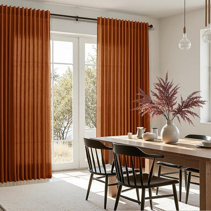 Rust Linen Curtains 84 Inch Length 2 Panels Set - Image 8