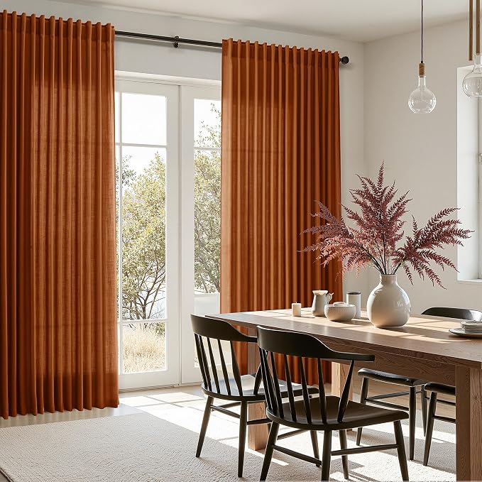 Rust Linen Curtains 108 Inches Long - Image 8