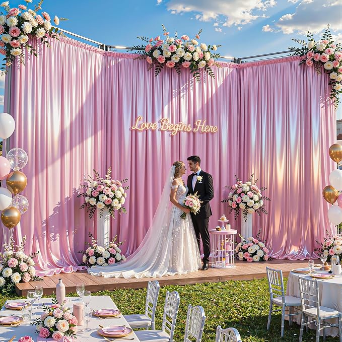 30x10ft Pink Glitter Backdrop Curtain - Image 2