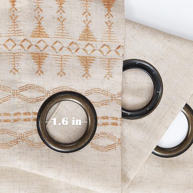 jinchan Boho Curtains Embroidered Linen Blend Window Curtains - Image 6