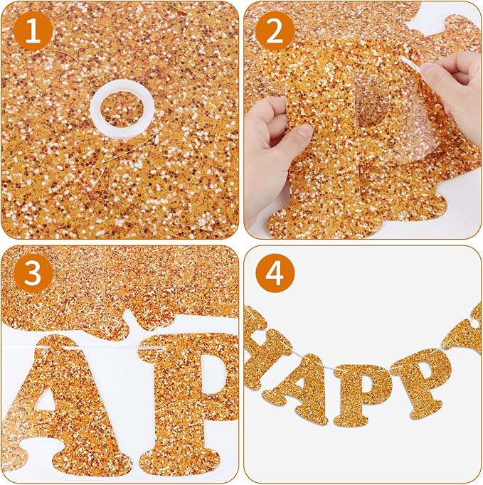 Orange Happy Birthday Banner Birthday Party Decorations Happy Birthday Banner - Image 7