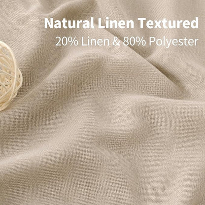 YoungsTex Tan Linen Semi Sheer Curtains 63 Inch Length - Image 4