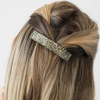 Silver Hair Barrette for Thin Hair, Classic Rectangle French Barrette for Women, Lightweight and Comfortable, Strong Hold, Opera Silver | France Luxe