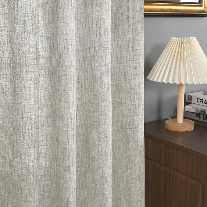 YoungsTex Light Grey Linen Curtains 63 Inches Length - Image 9