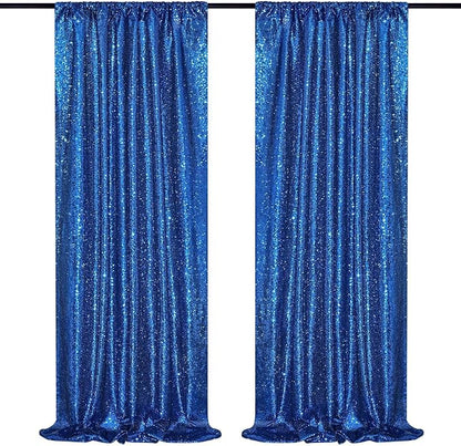 Royal Blue Sequin Curtains Backdrop 6 Pcs 2FTx8FT Shiny Shimmer Fabric | - Image 5