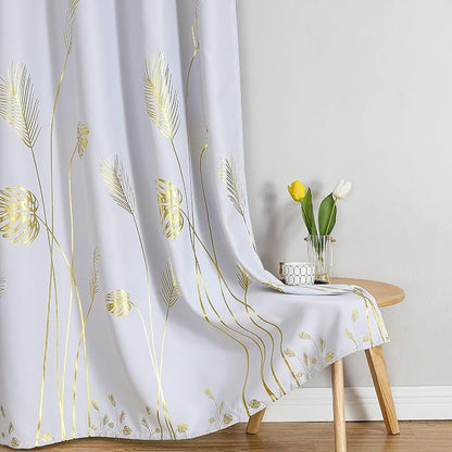 Greyish White Room Darkening Curtains 102 Inches Long - Image 7