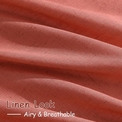 Coral Linen Curtains 108 Inches Long 2 Panels Set Back Tab Loop Pocket Light - Image 4