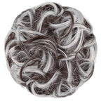 FESHFEN Messy Bun Hair Piece - Large Elastic Wavy Curly Hair Bun Scrunchies Ponytail Extensions Synthetic Chignon Hairpieces for Women, Brown Gray Mix 1.94oz