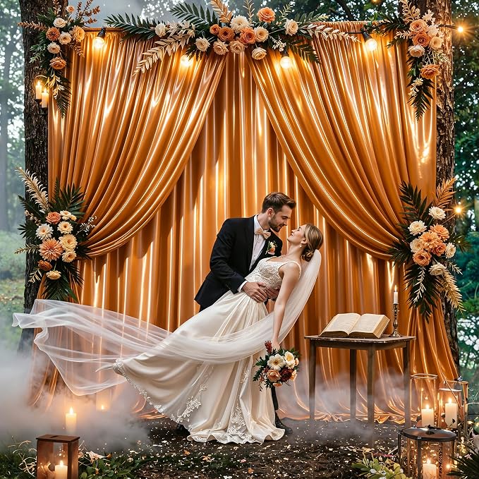 10x10ft Rust Orange Glitter Backdrop Curtain - Image 5