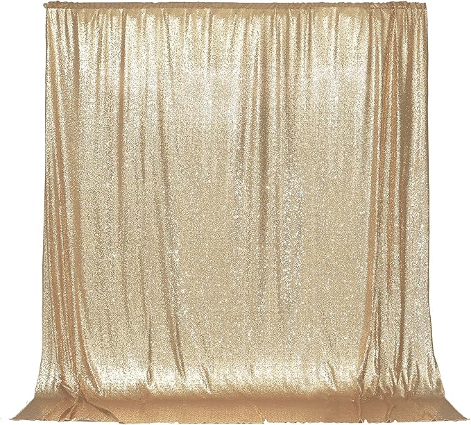 PartyDelight Light Gold Sequin Backdrop 6x8ft Sparkly Photo Curtain | 4 Inch - Image 2